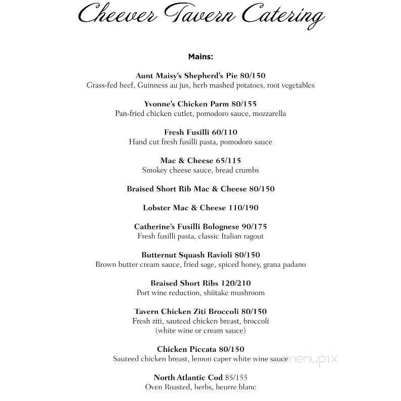Cheever Tavern - Norwell, MA menu_pic
