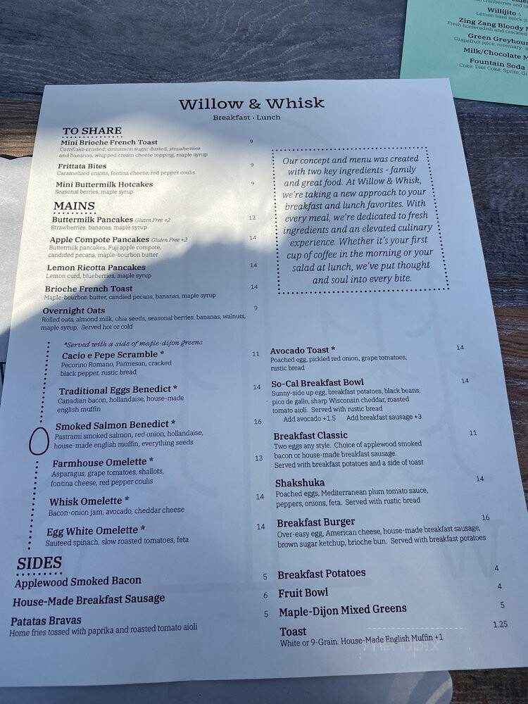 Willow & Whisk - Wyckoff, NJ menu_pic
