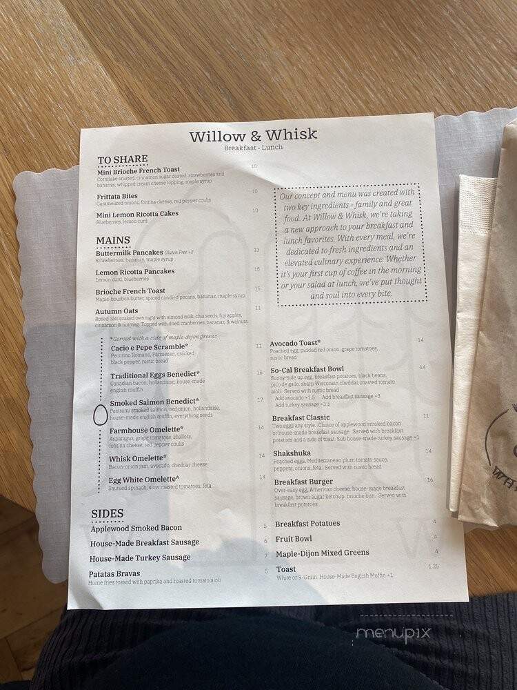 Willow & Whisk - Wyckoff, NJ menu_pic