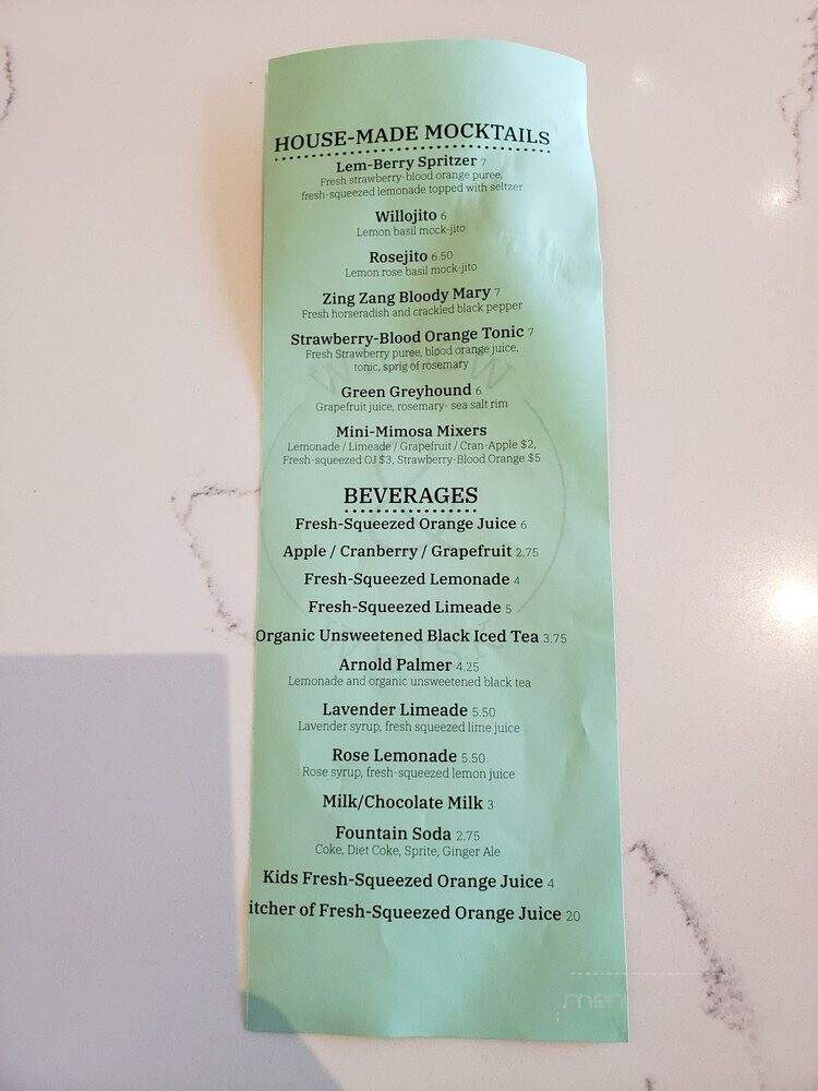 Willow & Whisk - Wyckoff, NJ menu_pic