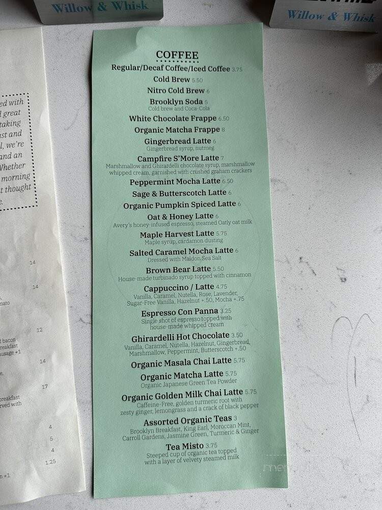 Willow & Whisk - Wyckoff, NJ menu_pic