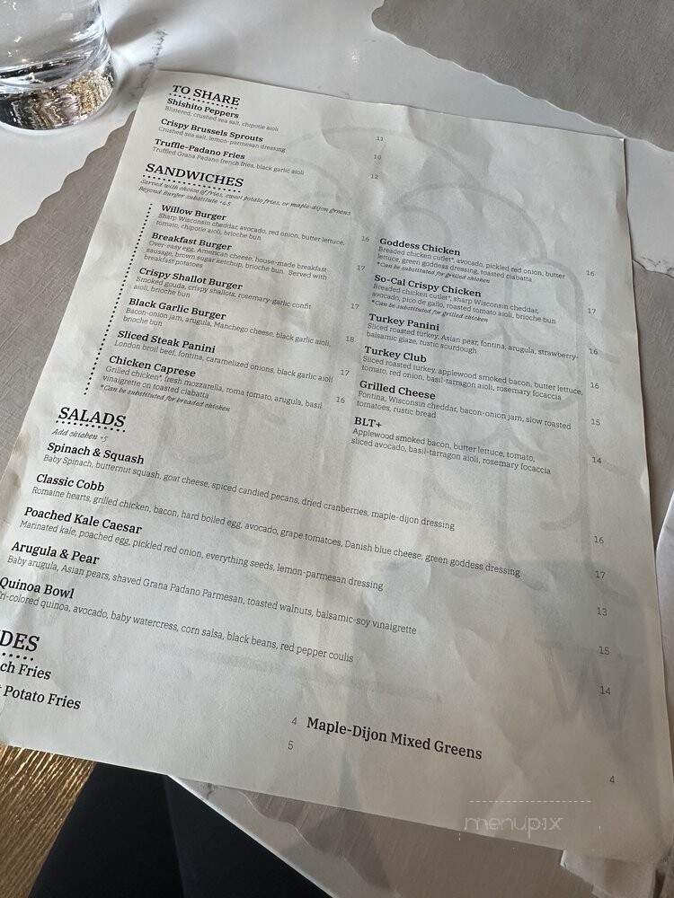 Willow & Whisk - Wyckoff, NJ menu_pic