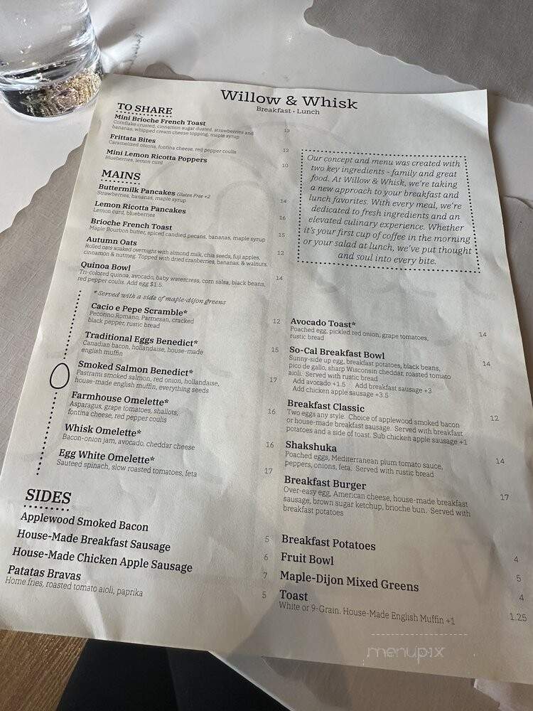 Willow & Whisk - Wyckoff, NJ menu_pic