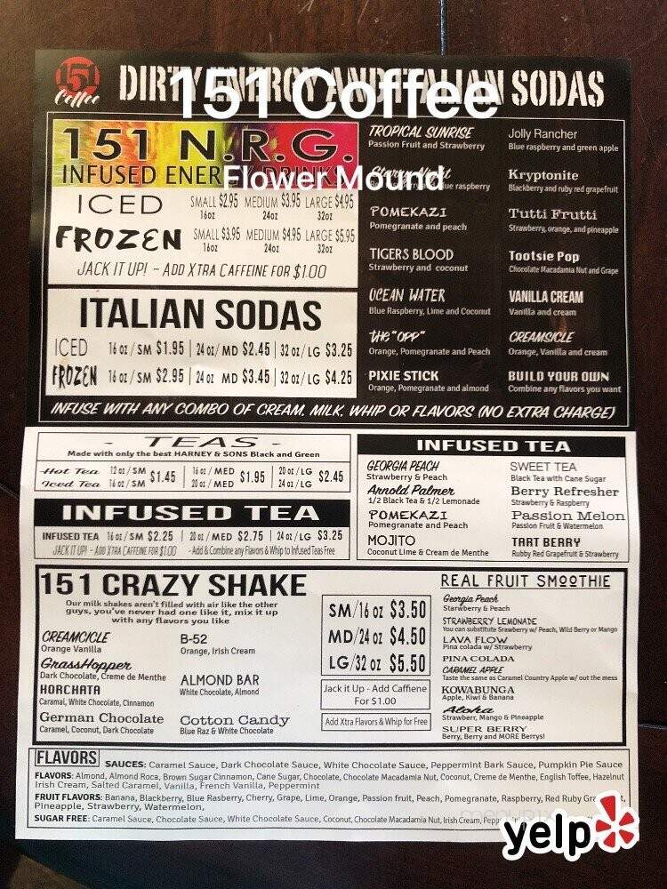 151 Coffee - Flower Mound, TX menu_pic