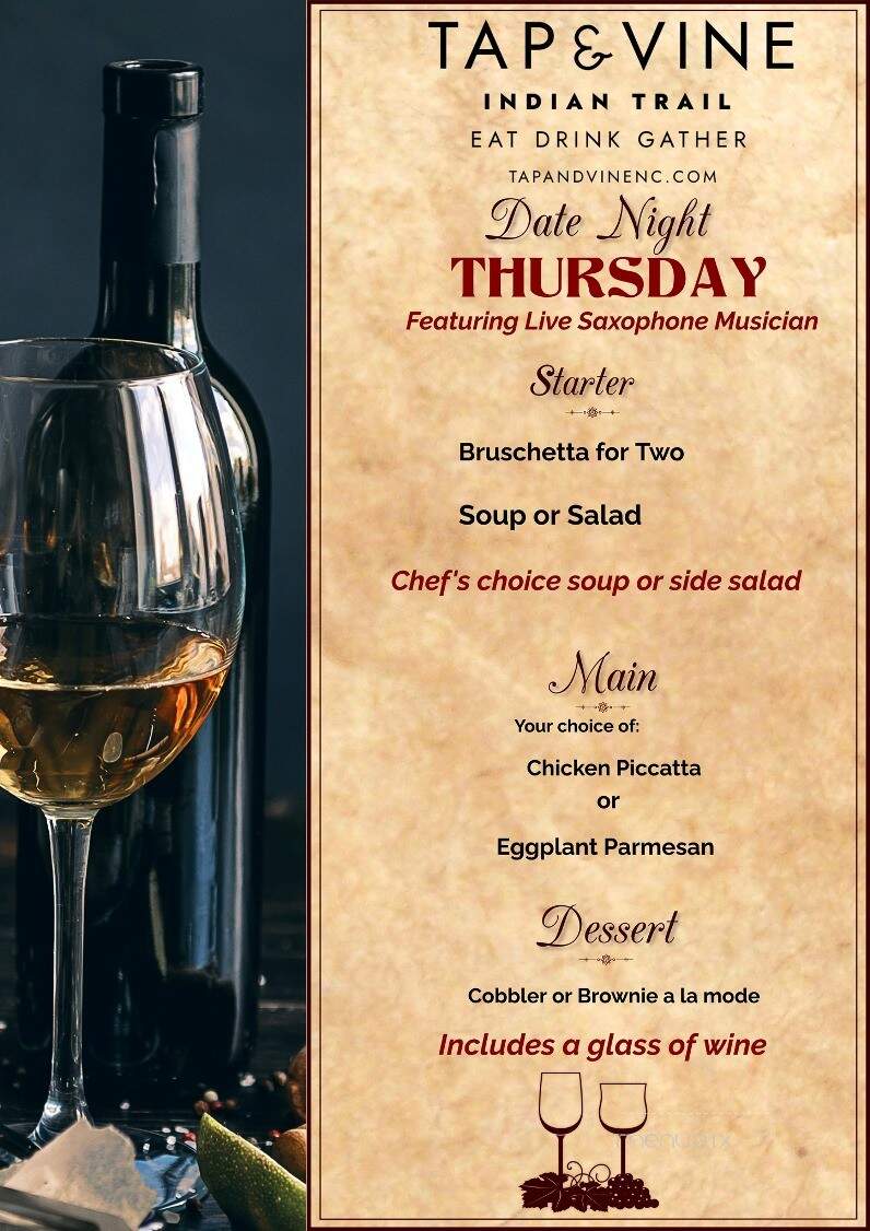Tap and Vine - Indian Trail, NC menu_pic