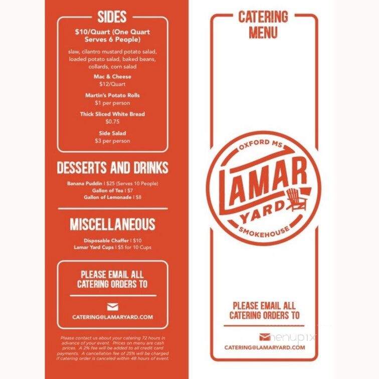 Lamar Yard Smokehouse - Oxford, MS menu_pic