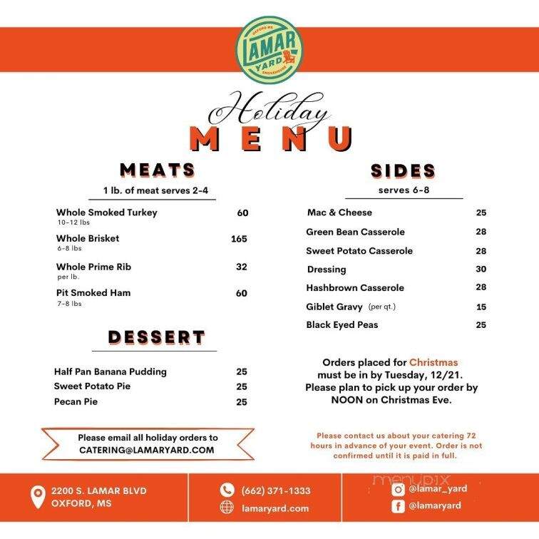 Lamar Yard Smokehouse - Oxford, MS menu_pic
