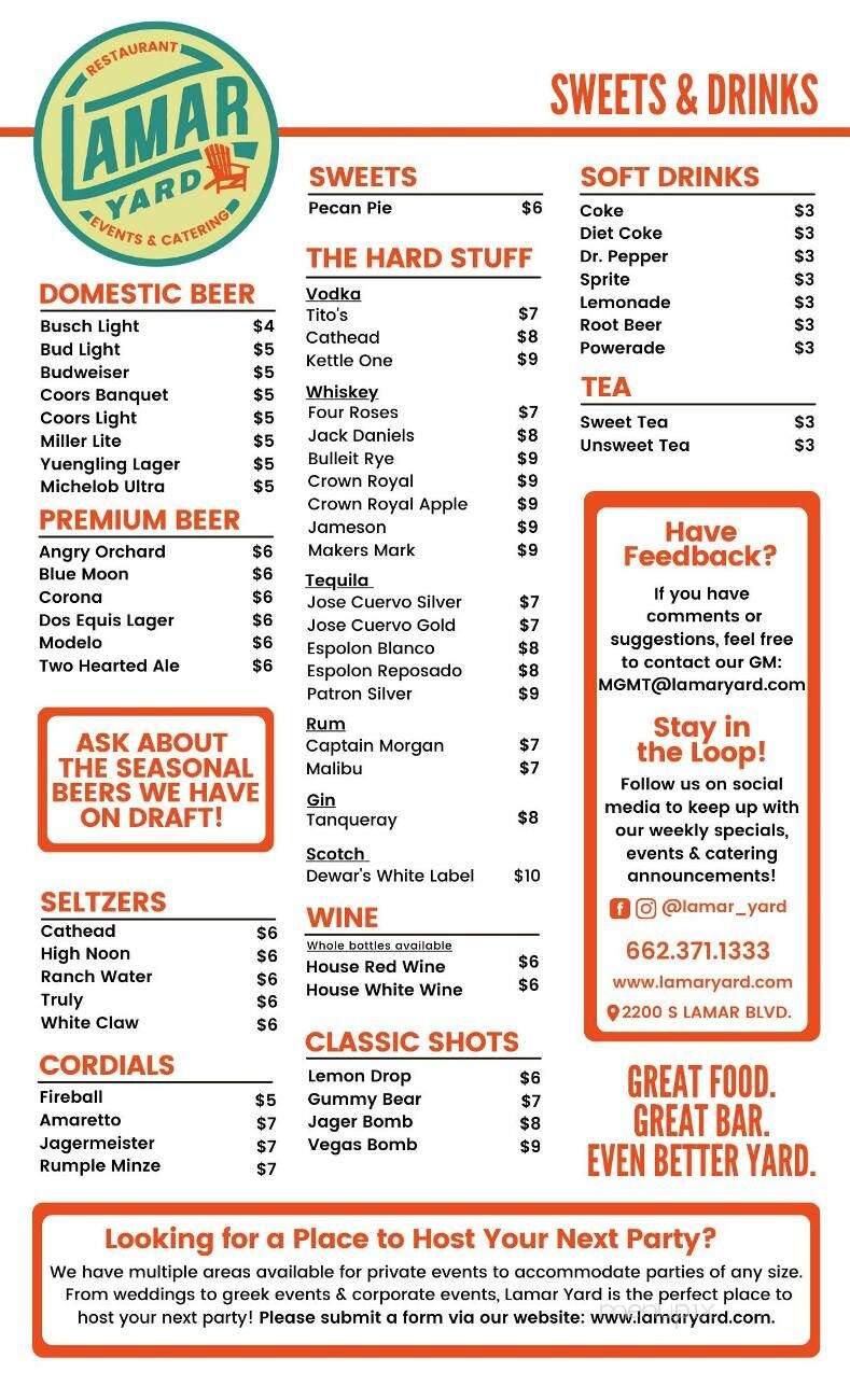 Lamar Yard Smokehouse - Oxford, MS menu_pic