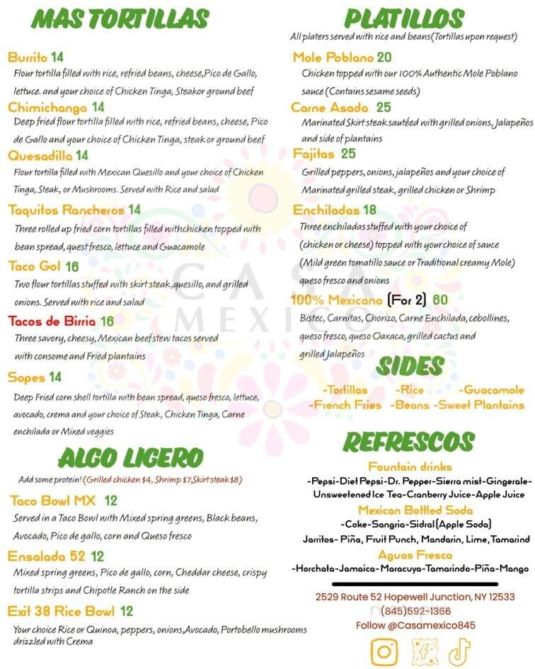 Casa Mexico - Hopewell Junction, NY menu_pic