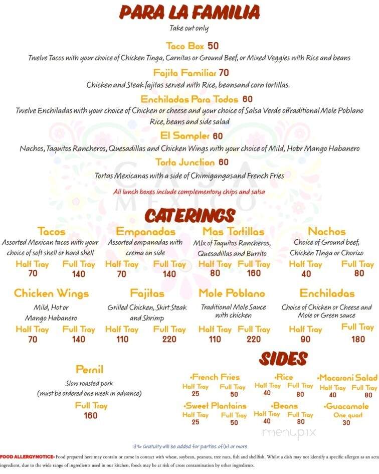 Casa Mexico - Hopewell Junction, NY menu_pic