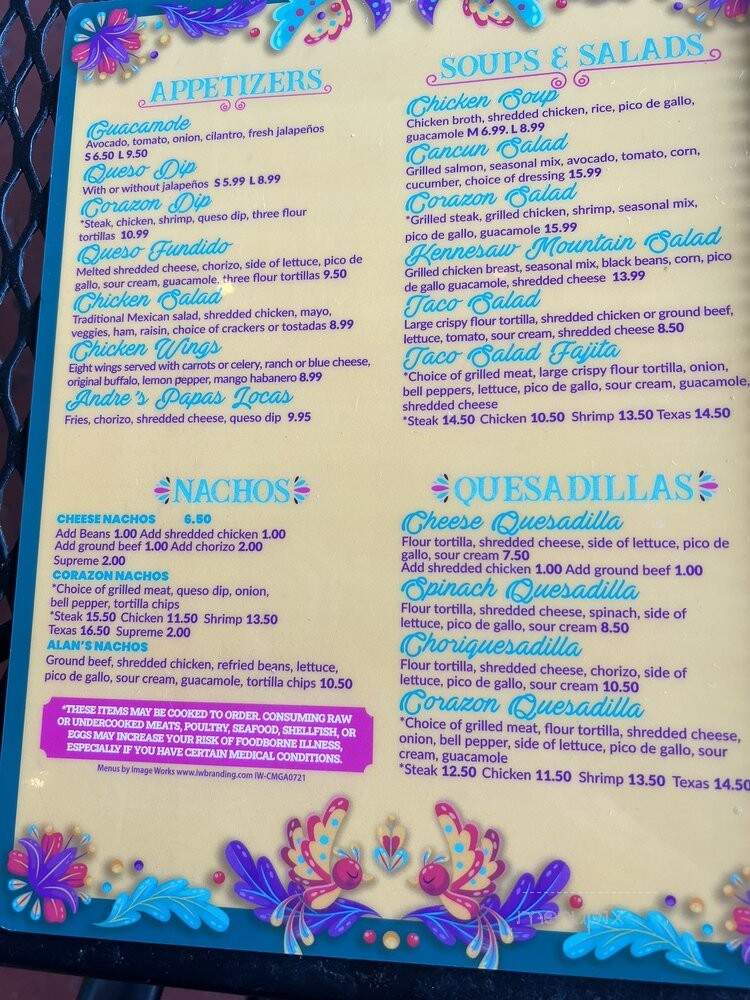 Corazon Mexicano Cantina - Marietta, GA menu_pic