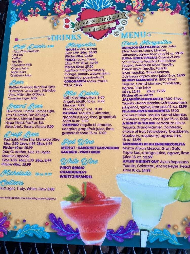 Corazon Mexicano Cantina - Marietta, GA menu_pic