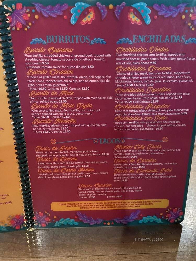 Corazon Mexicano Cantina - Marietta, GA menu_pic