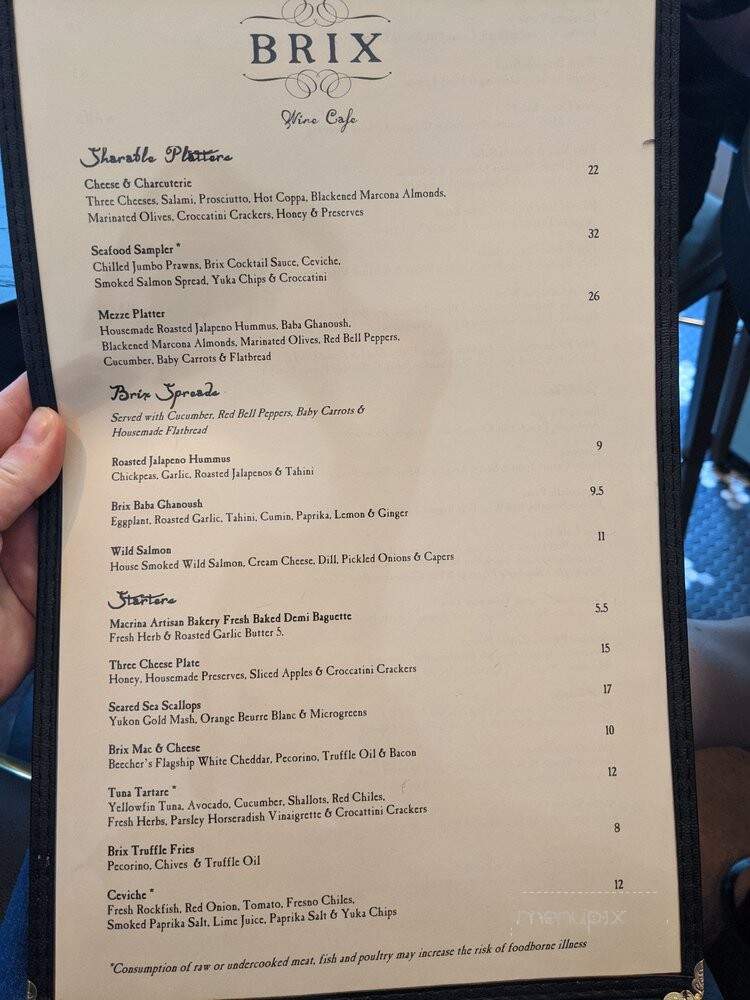 Brix Wine Cafe - Woodinville, WA menu_pic