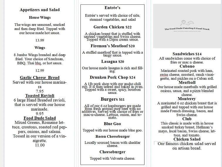 The Food Dude Catering & Food Truck - Marine, IL menu_pic