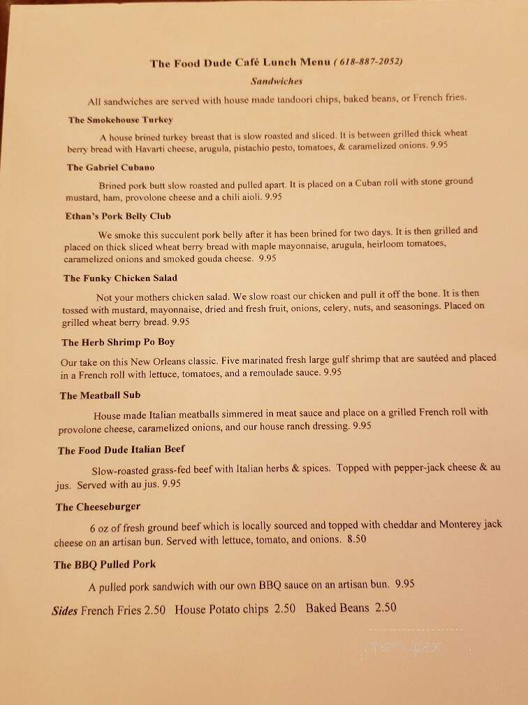 The Food Dude Catering & Food Truck - Marine, IL menu_pic