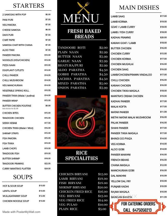 Curry Mantra - Orangeville, ON menu_pic