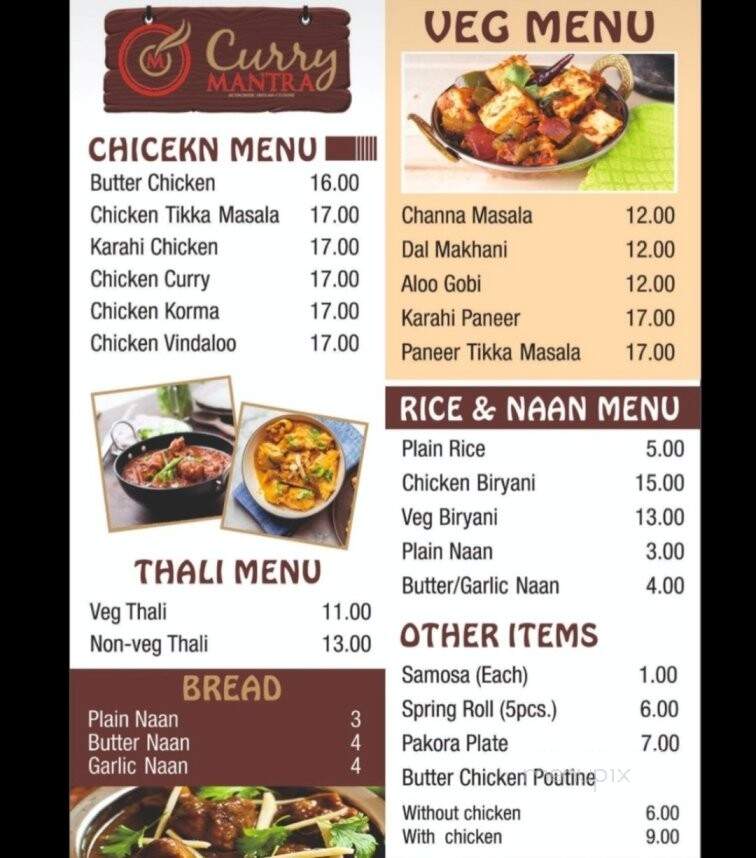 Curry Mantra - Orangeville, ON menu_pic