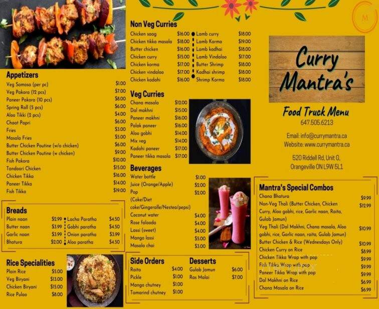 Curry Mantra - Orangeville, ON menu_pic