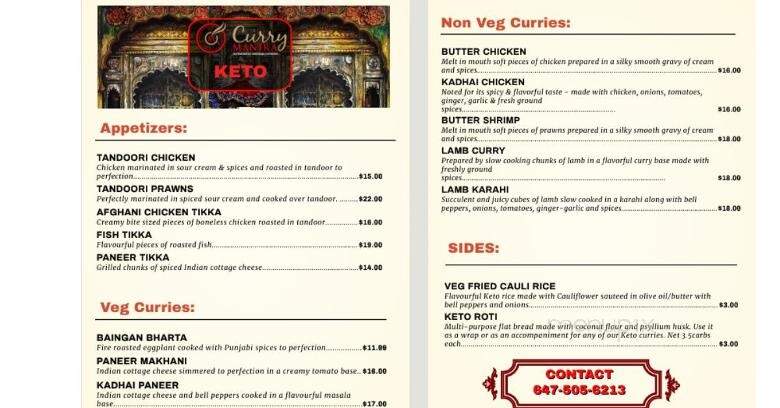 Curry Mantra - Orangeville, ON menu_pic