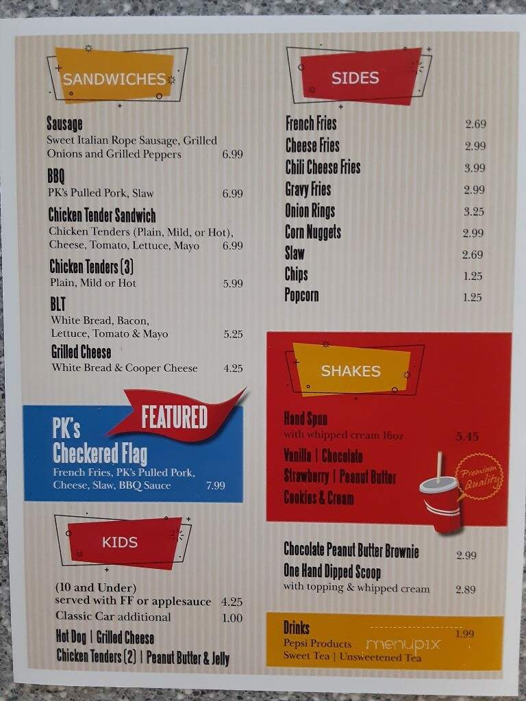 PK's Pit Stop - Harbinger, NC menu_pic