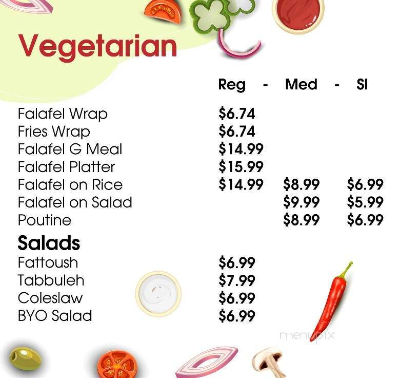 Shawarma G - Guelph, ON menu_pic