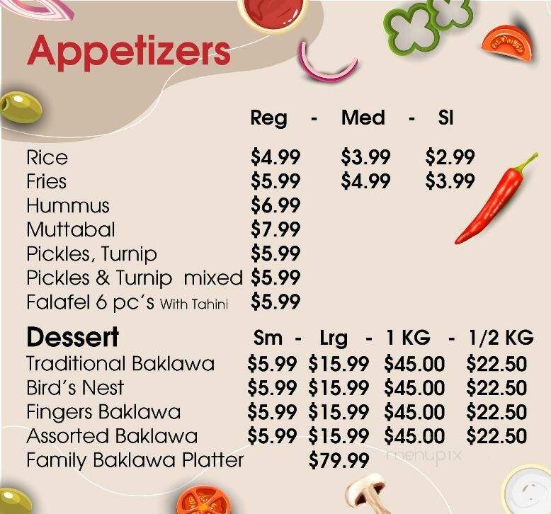 Shawarma G - Guelph, ON menu_pic