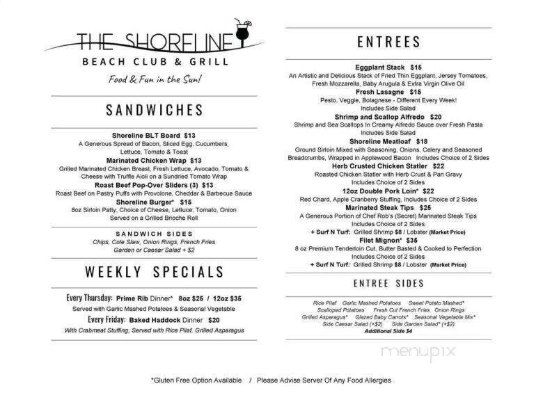 Shoreline Beach Club - Tyngsborough, MA menu_pic