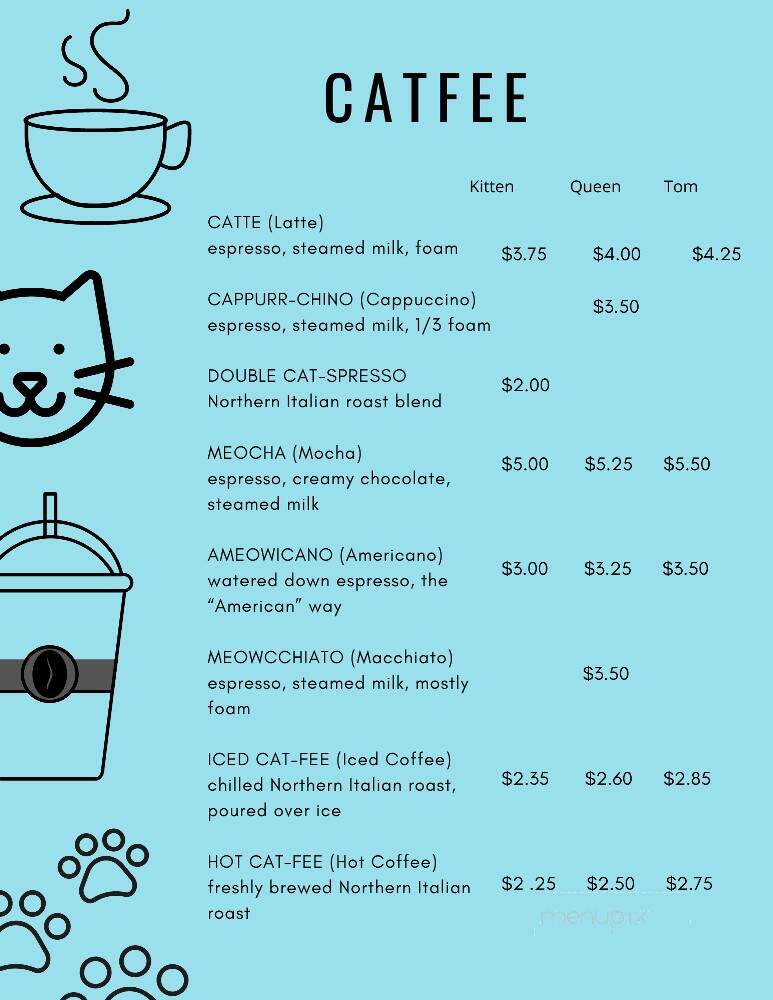 Cattfeinated Cat Cafe - Greensburg, PA menu_pic