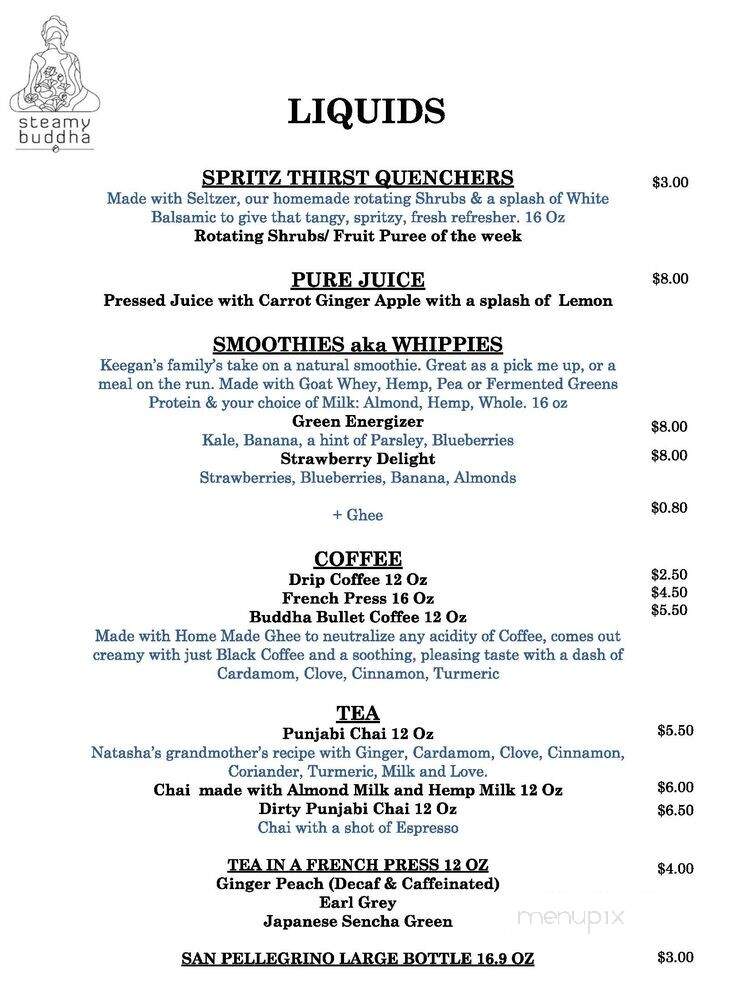 Steamy Buddha Cafe - Ellsworth, ME menu_pic