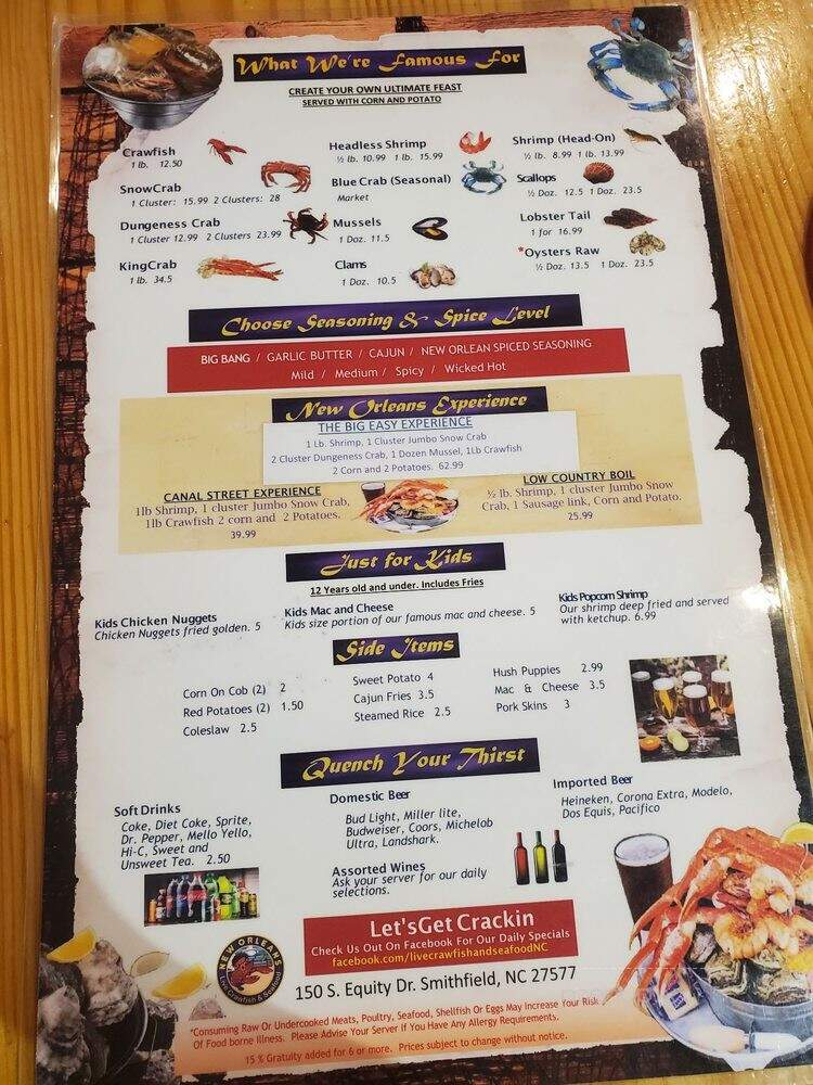 Live Crawfish & Seafood - Smithfield, NC menu_pic