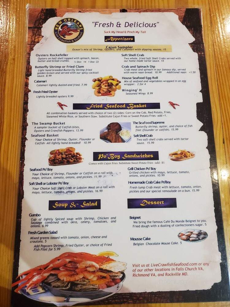 Live Crawfish & Seafood - Smithfield, NC menu_pic