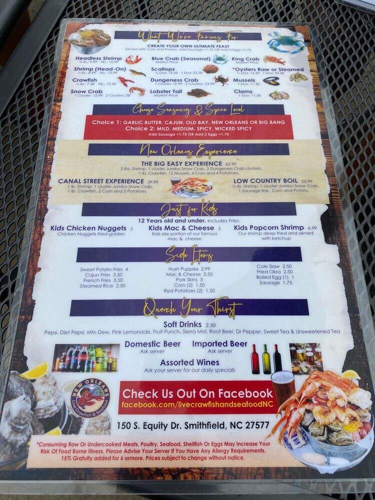 Live Crawfish & Seafood - Smithfield, NC menu_pic