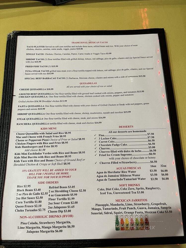 Tequila Mexican Grill Bakery & Store - Lancaster PA, PA menu_pic