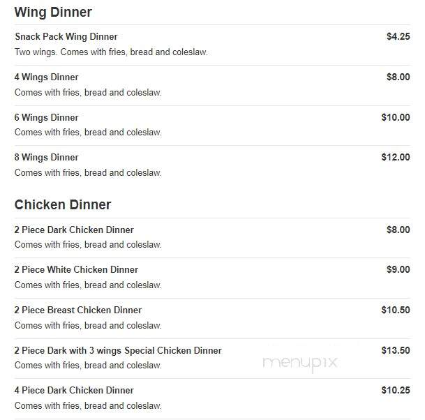 Zeb's Chicken Shack - Fort Wayne, IN menu_pic