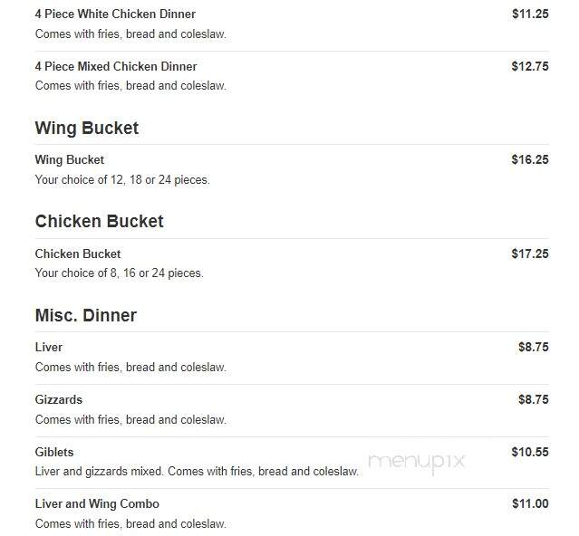 Zeb's Chicken Shack - Fort Wayne, IN menu_pic