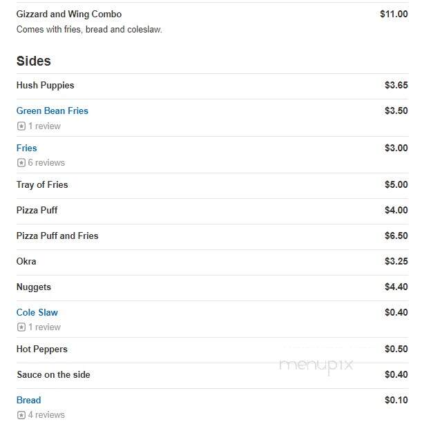 Zeb's Chicken Shack - Fort Wayne, IN menu_pic