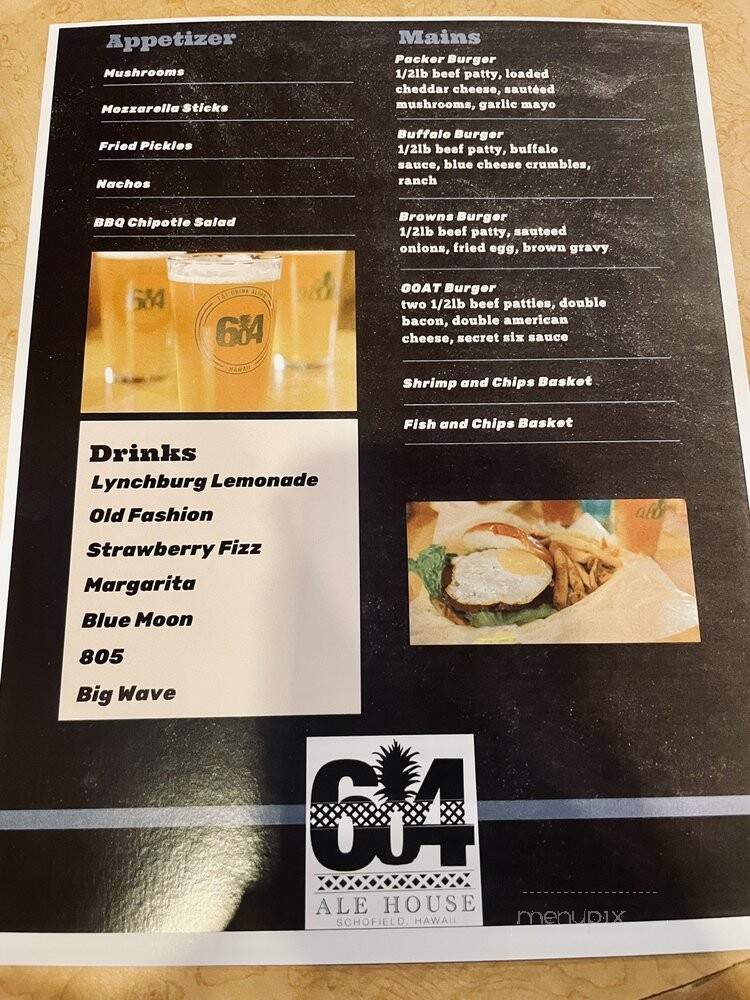 604 Ale House - Schofield Barracks, HI menu_pic