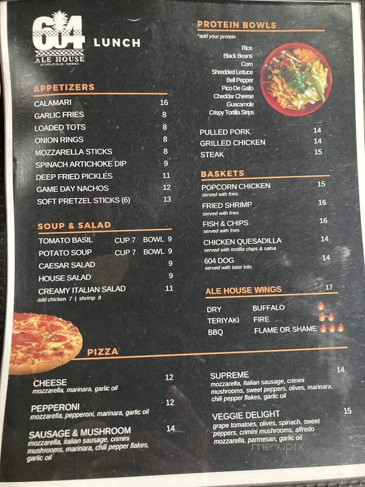 604 Ale House - Schofield Barracks, HI menu_pic