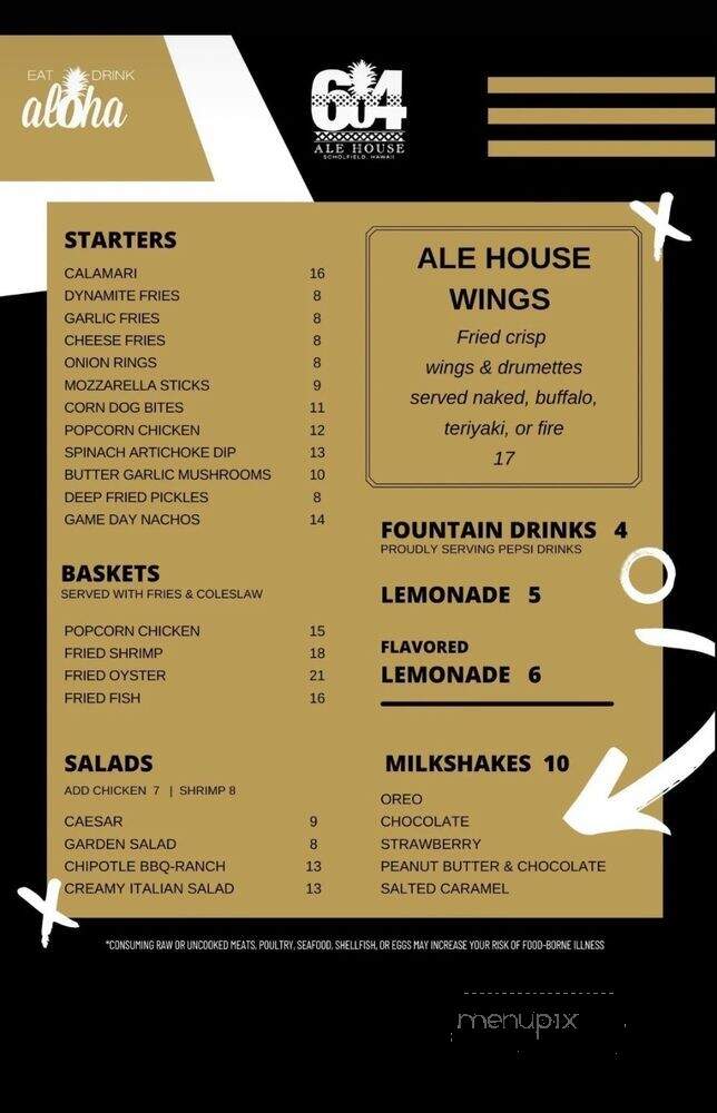 604 Ale House - Schofield Barracks, HI menu_pic