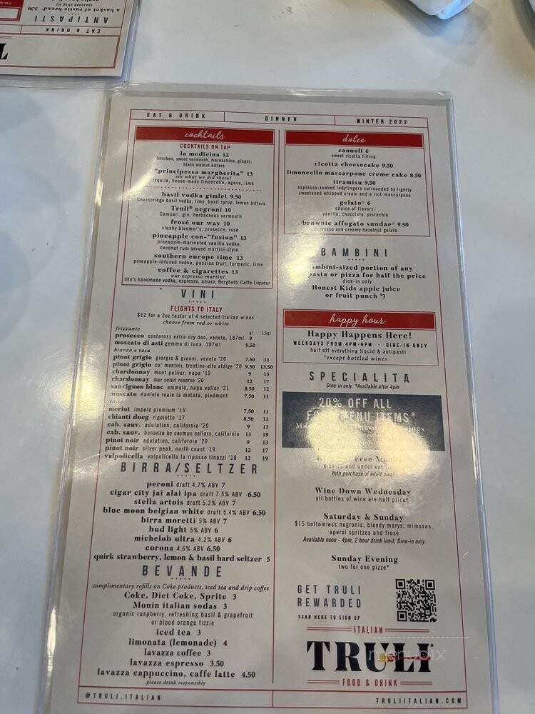 Truli Italian Food & Drink - Coconut Creek, FL menu_pic