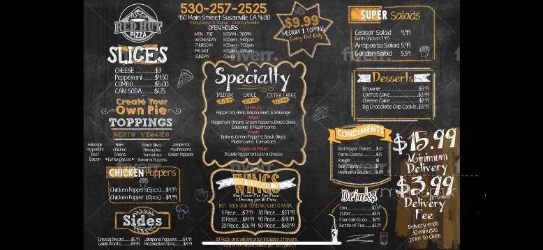 Red Hut Pizza - Susanville, CA menu_pic