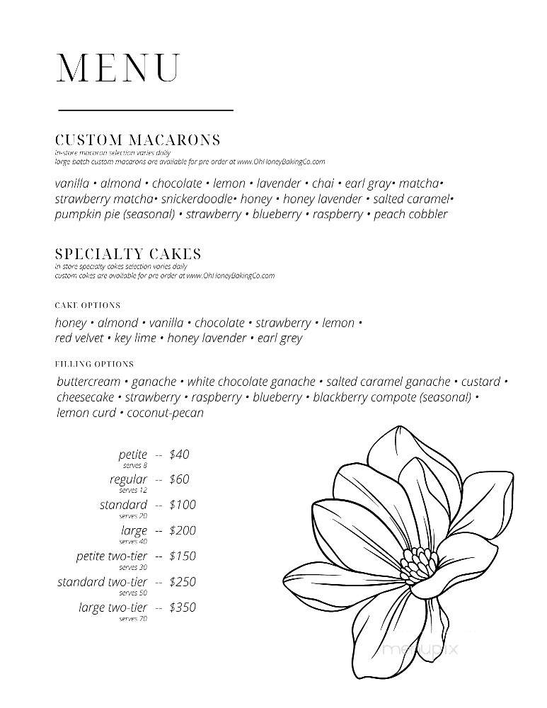 Oh Honey Baking - Macon, GA menu_pic