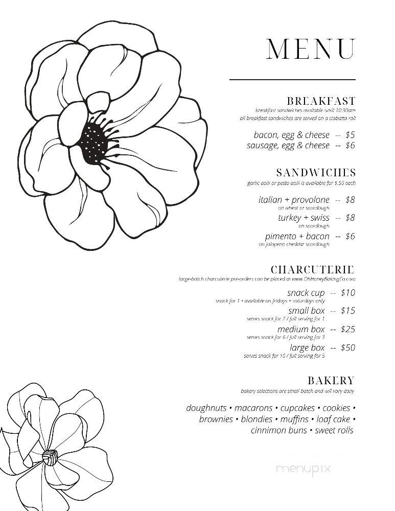 Oh Honey Baking - Macon, GA menu_pic