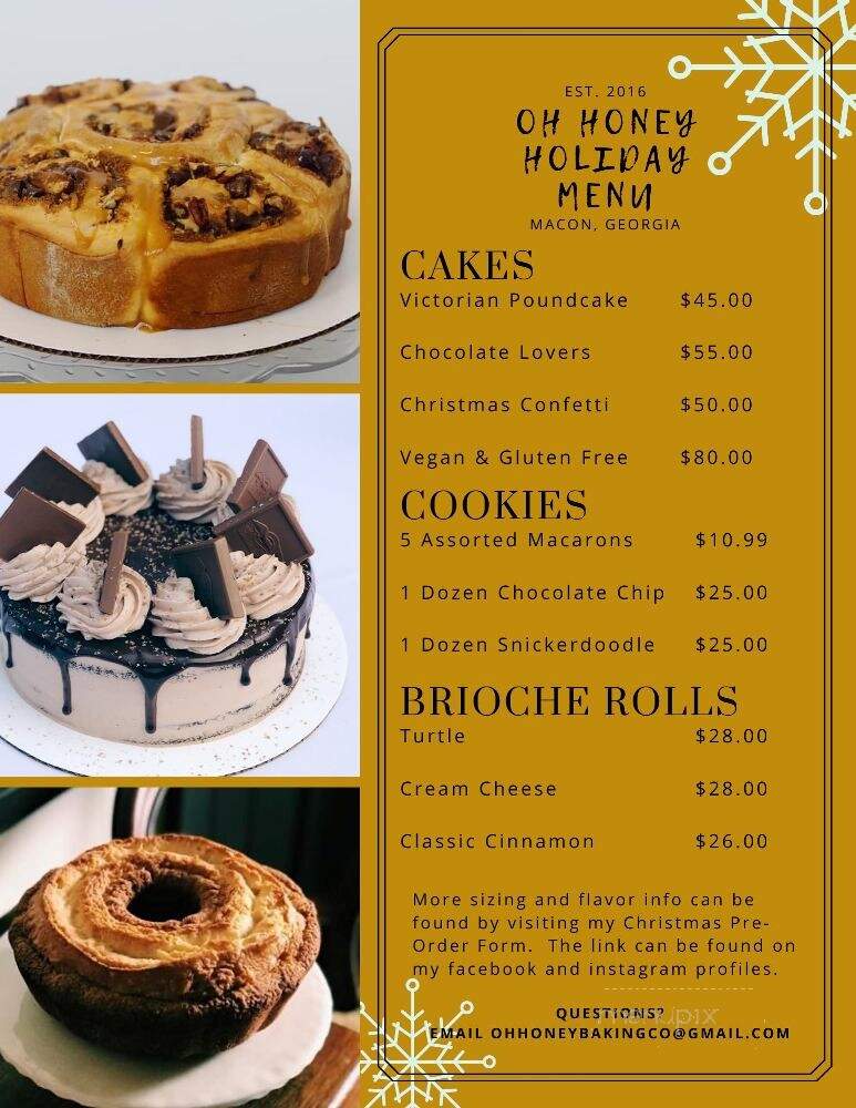 Oh Honey Baking - Macon, GA menu_pic