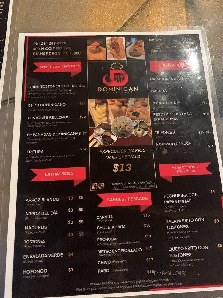 Dominican Restaurant - Richardson, TX menu_pic