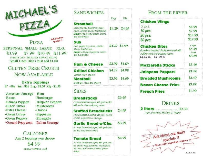 Michael's Pizza - Logansport, IN menu_pic