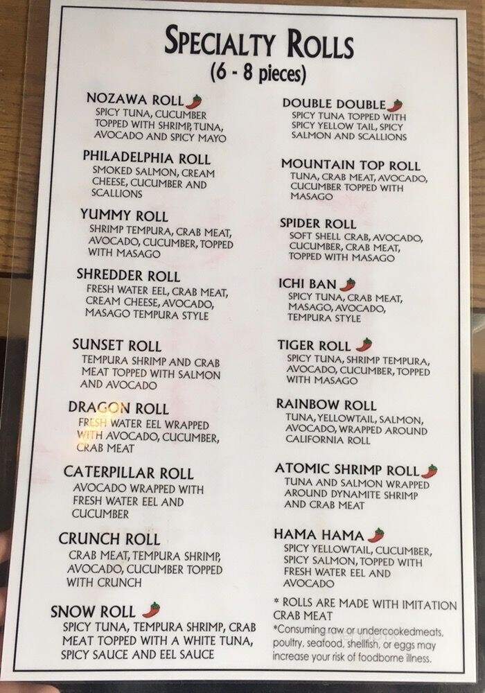 Nozawa Sushi - Avon, CO menu_pic