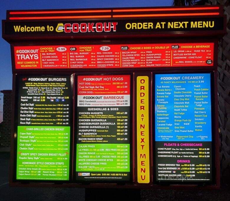 Cook Out - Wilmington, NC menu_pic