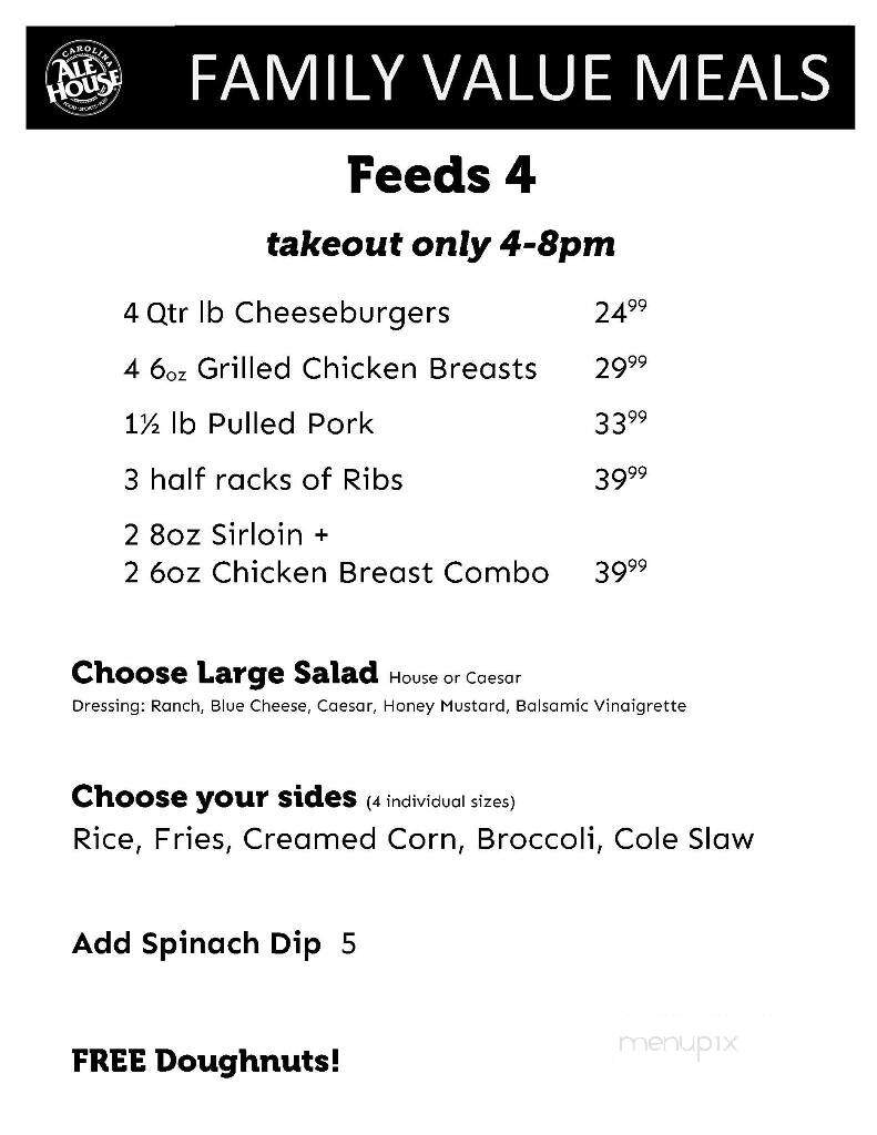 Carolina Ale House - Knoxville, TN menu_pic